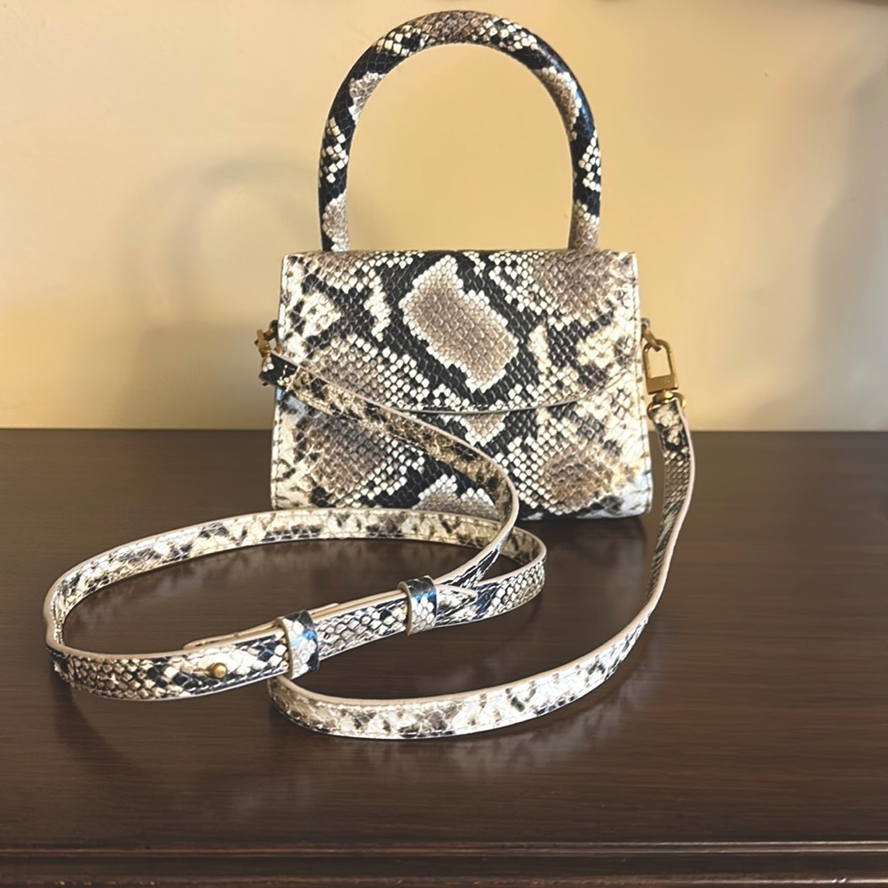 By Far Python Print Mini Top Handle Crossbody Bag - image 1